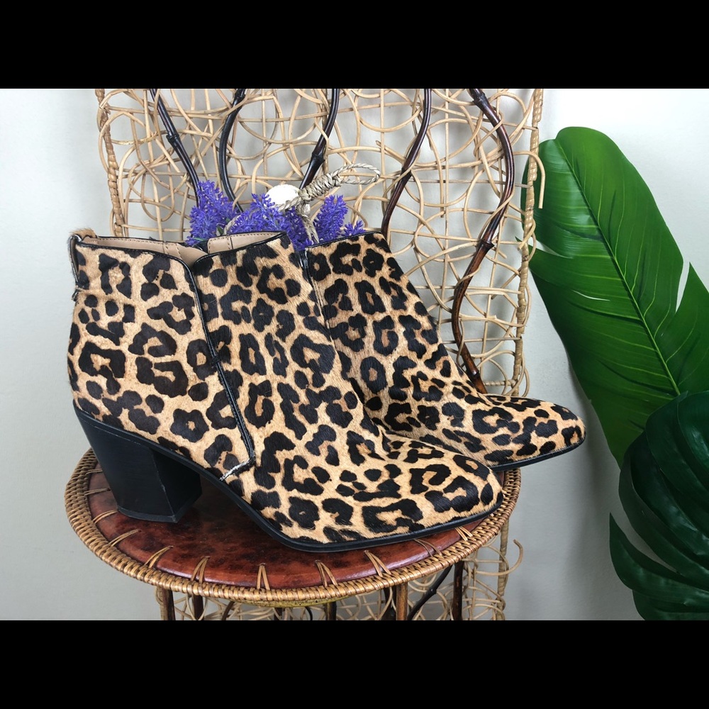 Franco Sarto leopard calf hair boots